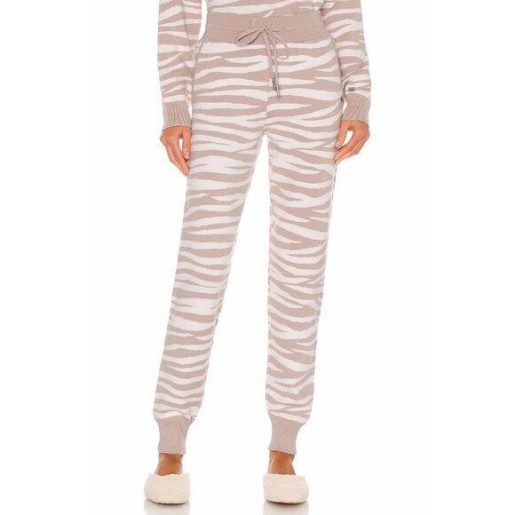 NWT Soia and Kyo taupe pink and white zebra print trackpants, M - Picture 9 of 15